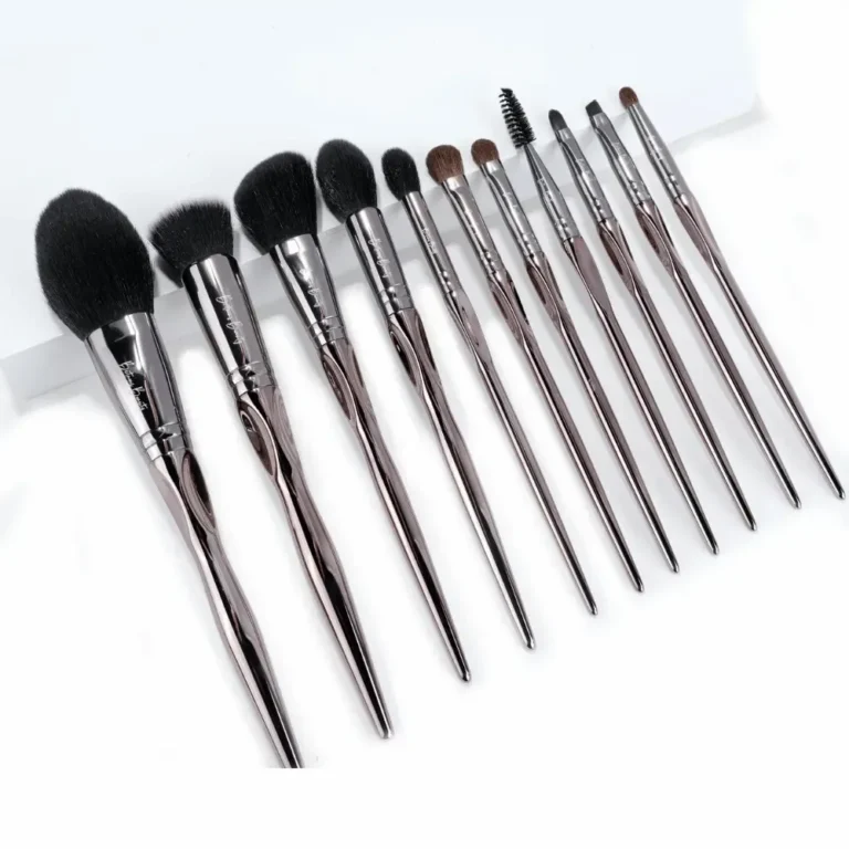 Silver makeup brushes