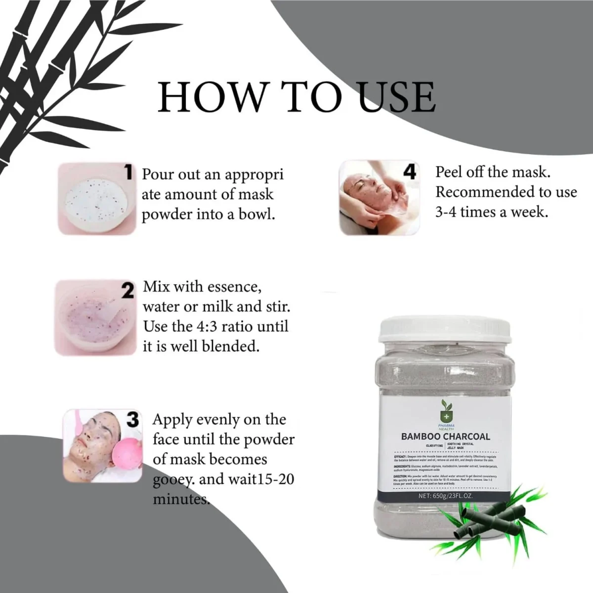 natural detox face mask with bamboo charcoal and hydro jelly