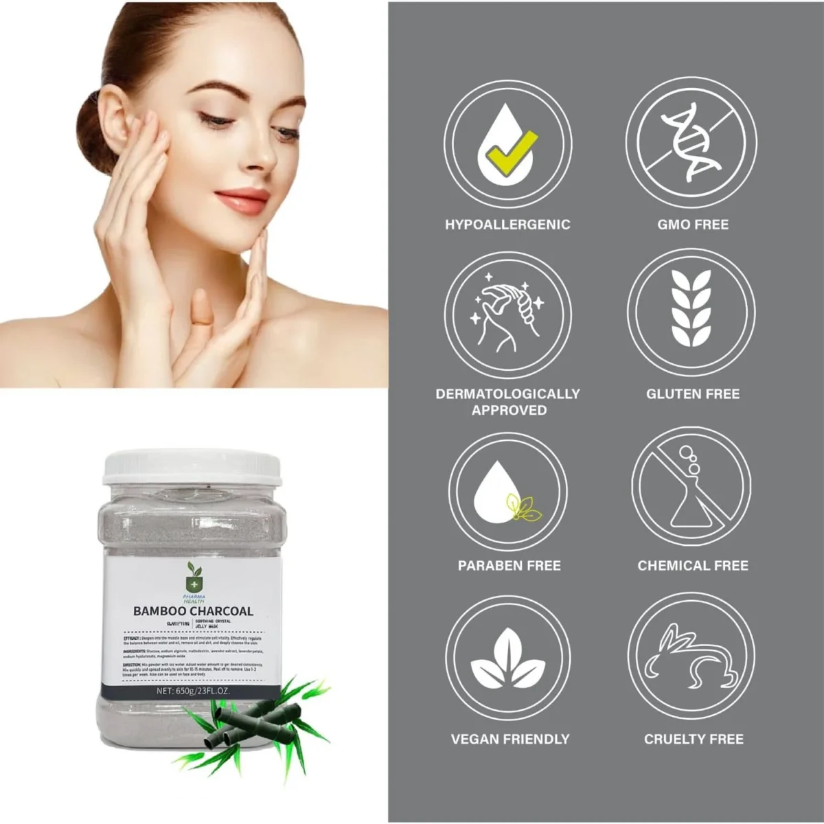professional spa-grade bamboo charcoal hydro jelly face mask